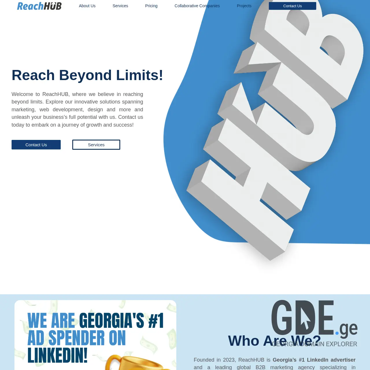 Screenshot of the site reachhub.ge at 2025-12-11