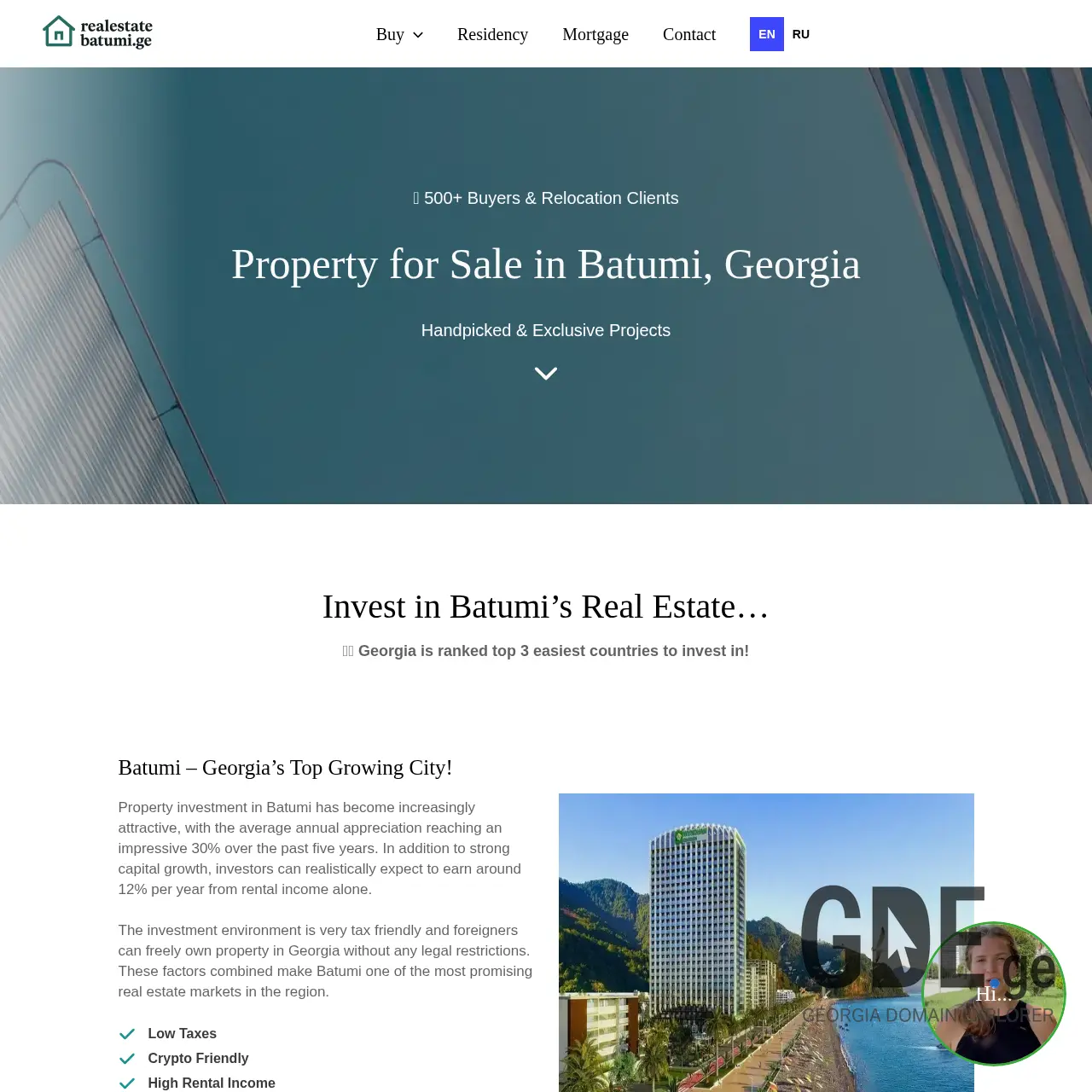 Screenshot of the site realestatebatumi.ge at 2025-12-11