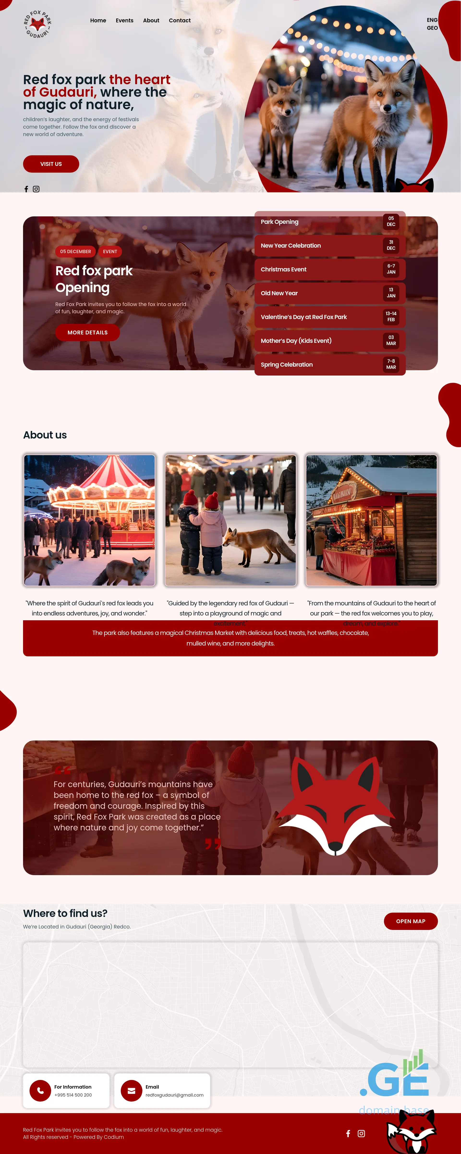 Screenshot of the site redfoxpark.ge