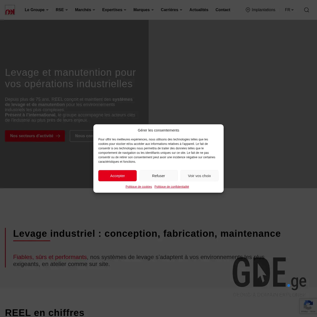 Screenshot of the site reelinternational.ge at 2025-12-11