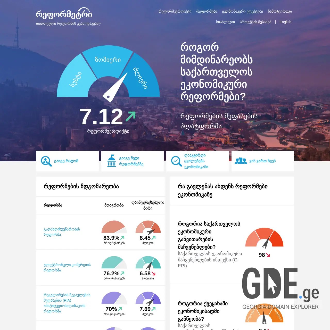 Screenshot of the site reformeter.ge at 2025-12-11
