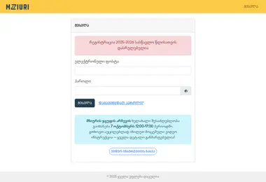 Скриншот registration-mziuri.ge