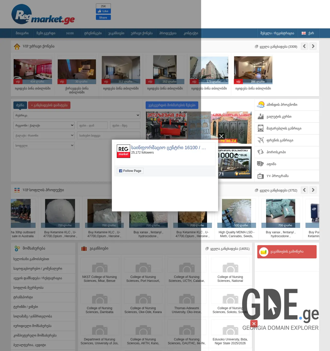 Screenshot of the site regmarket.ge at 2025-12-01