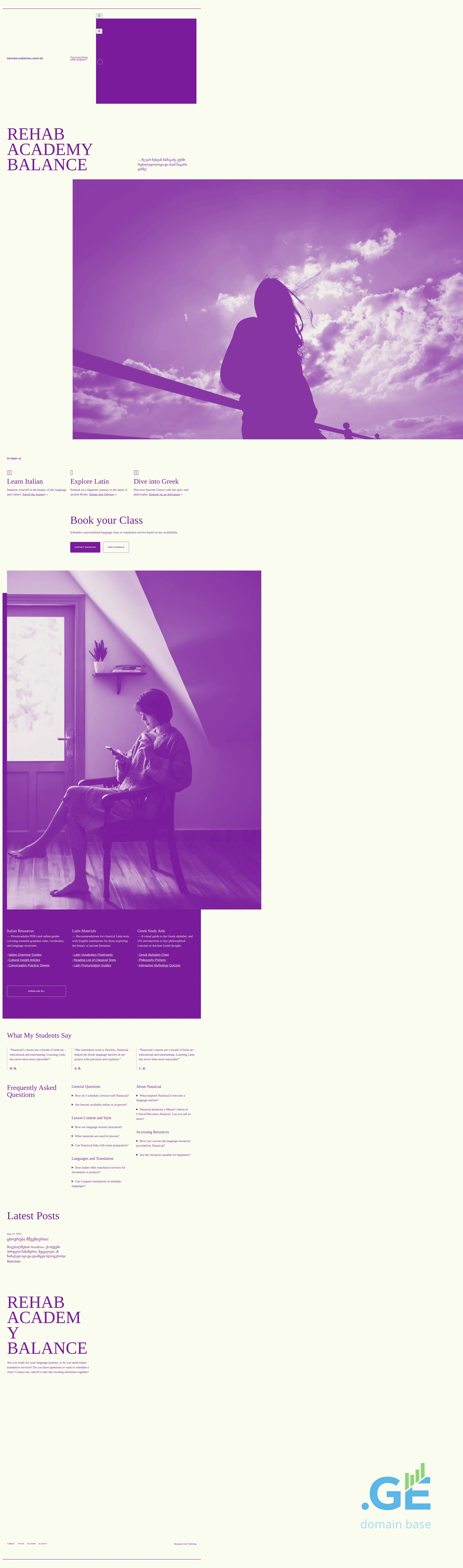 Screenshot of the site rehabacademybalance.ge