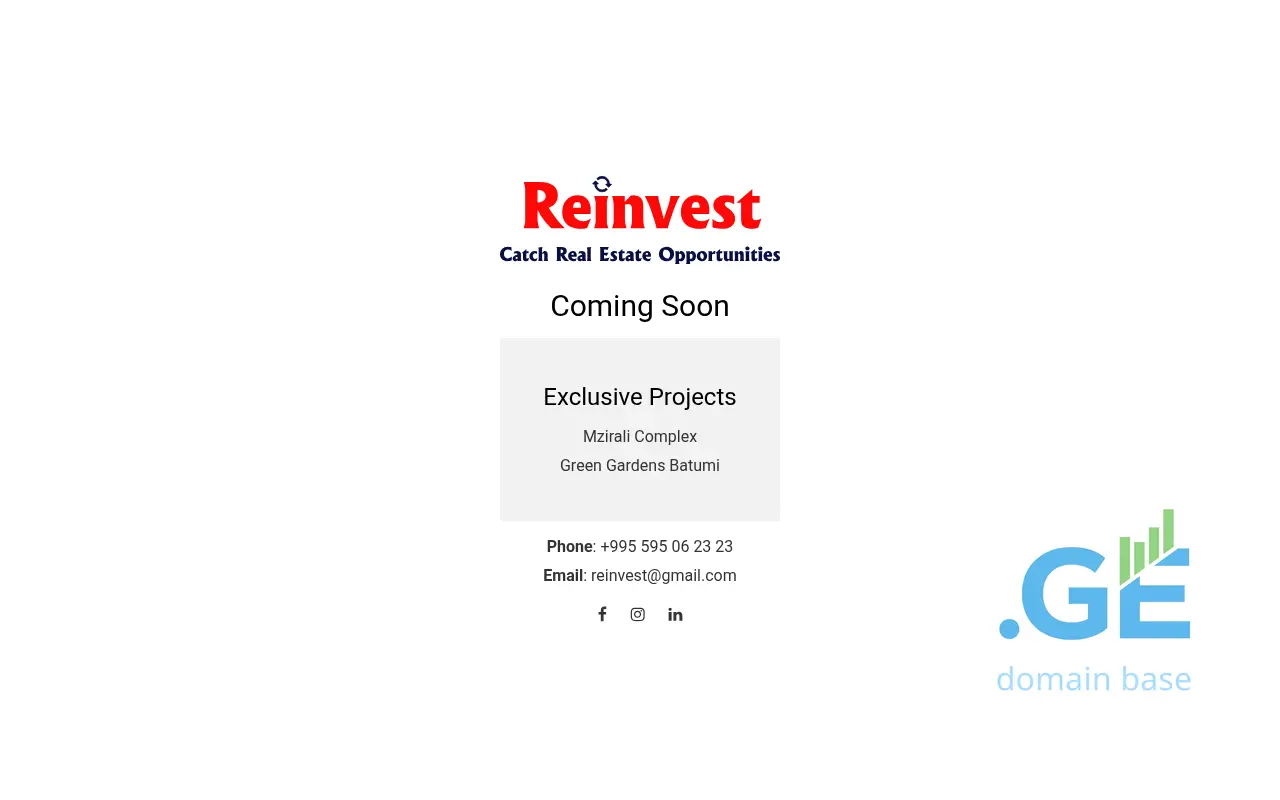 Screenshot of the site reinvest.ge