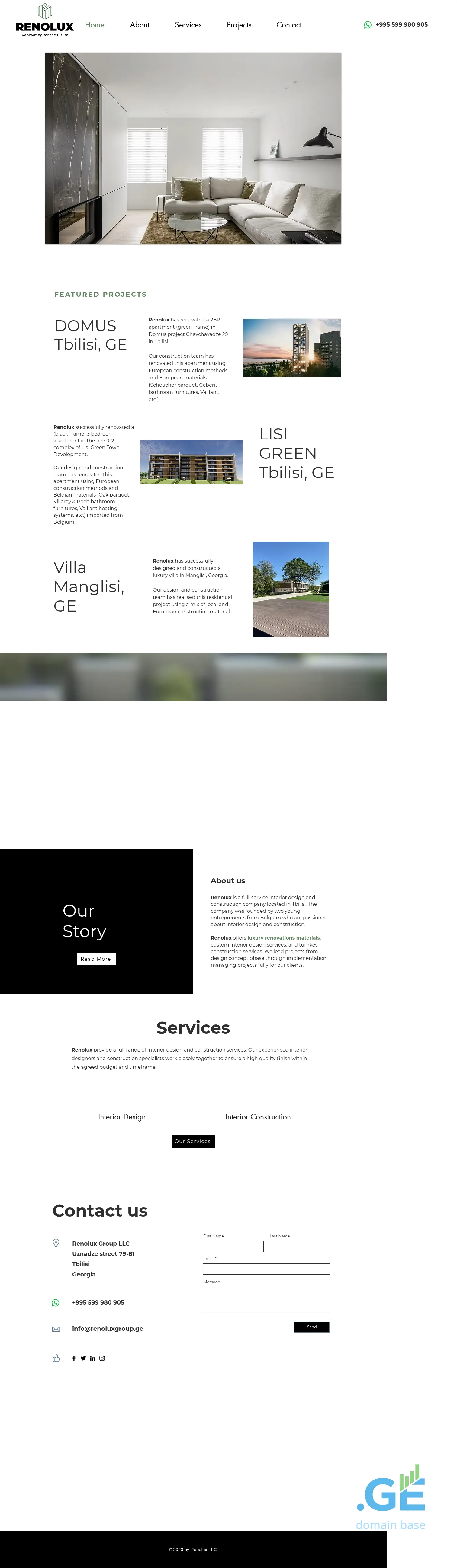Screenshot of the site renoluxgroup.ge