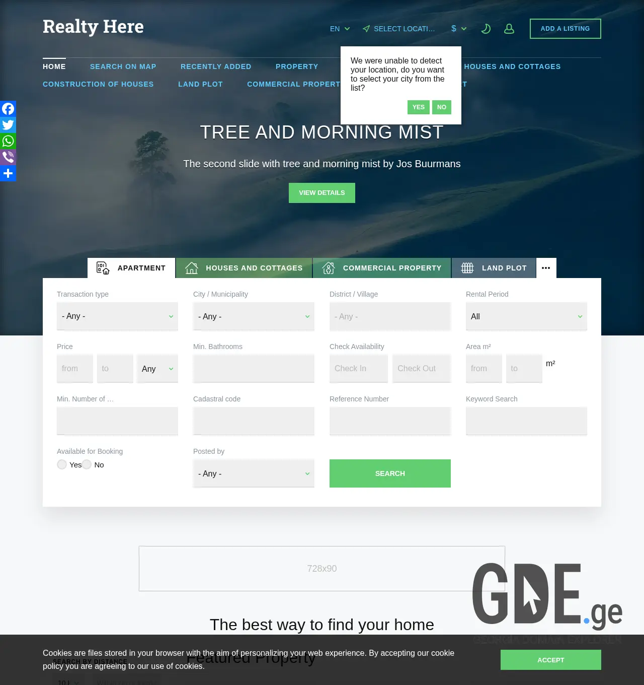 Screenshot of the site rent.ge at 2025-12-01