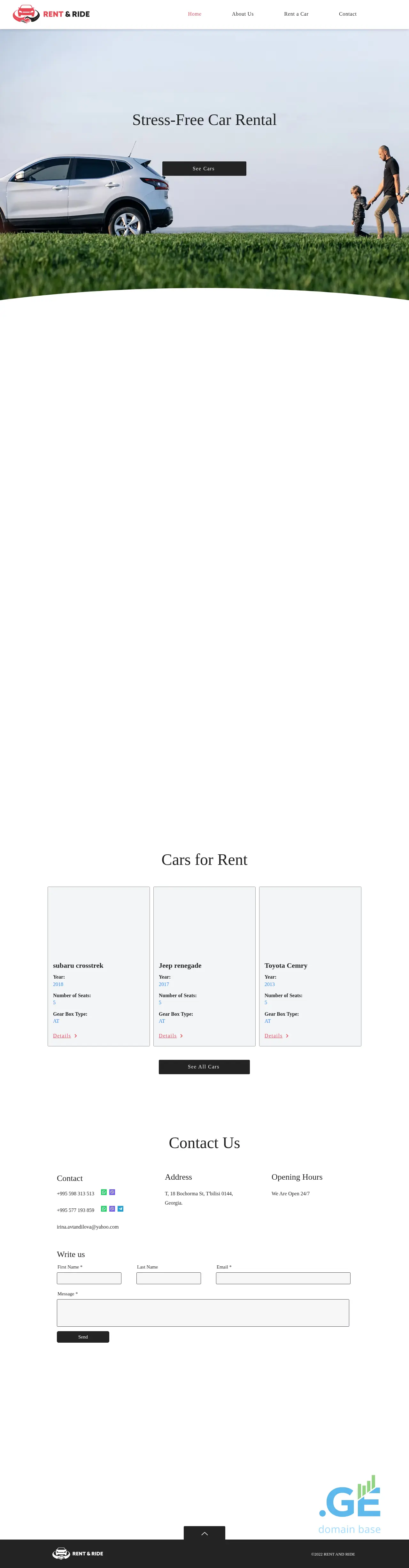 Screenshot of the site rentandride.ge