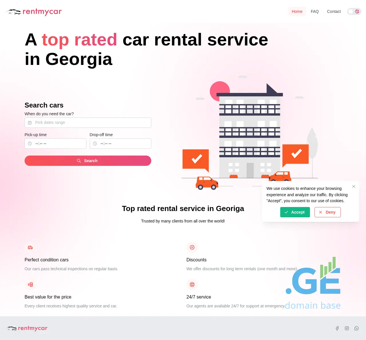 Screenshot of the site rentmycar.ge