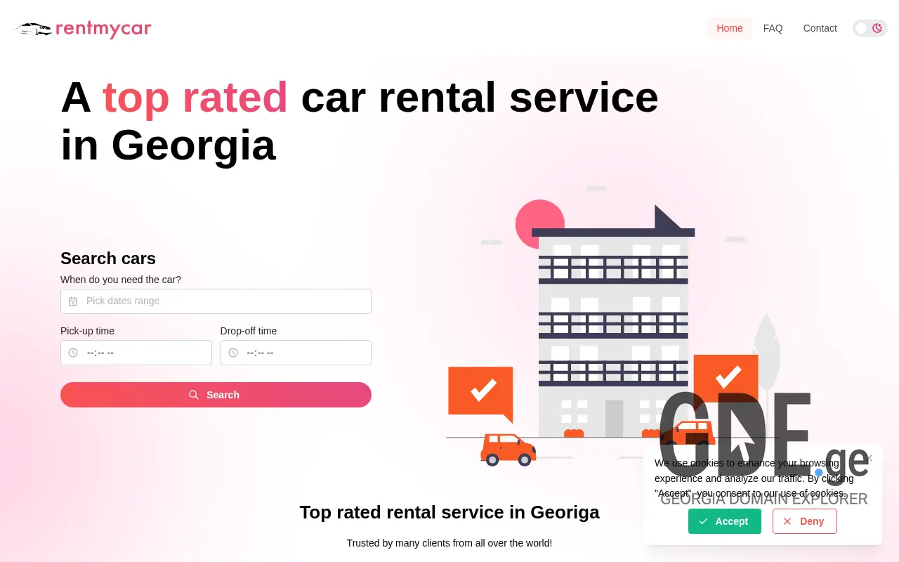 Screenshot of the site rentmycar.ge at 2025-11-28