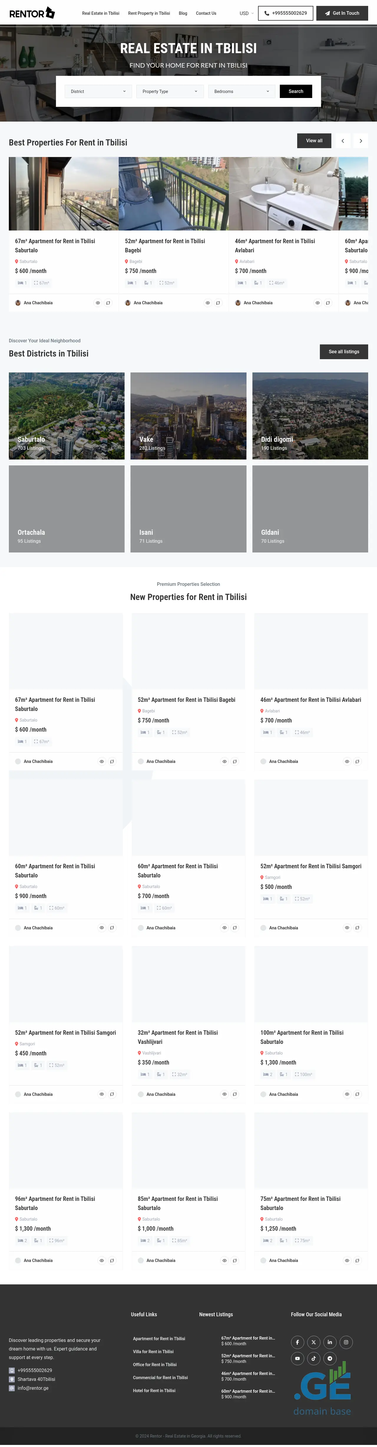 Screenshot of the site rentor.ge