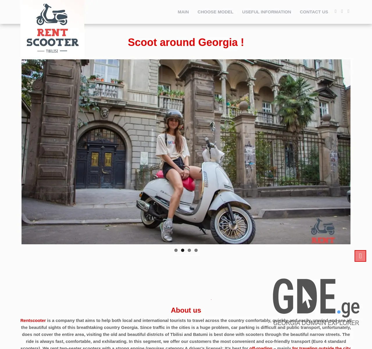 Screenshot of the site rentscooter.ge at 2025-11-26