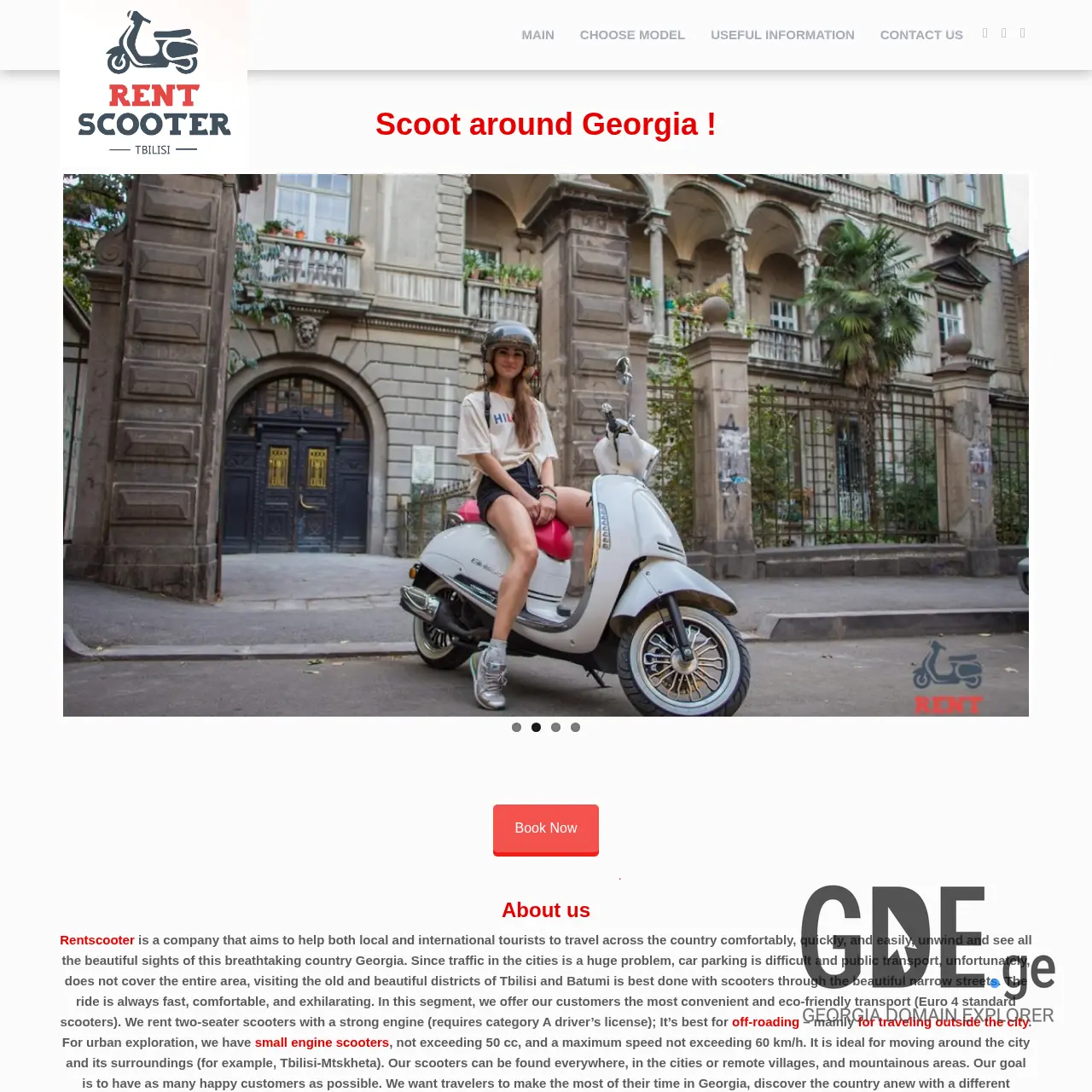 Screenshot of the site rentscooter.ge at 2025-12-18
