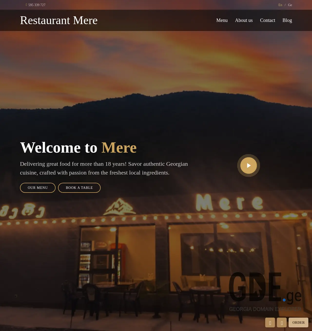 Screenshot of the site restaurantmere.ge at 2025-12-06
