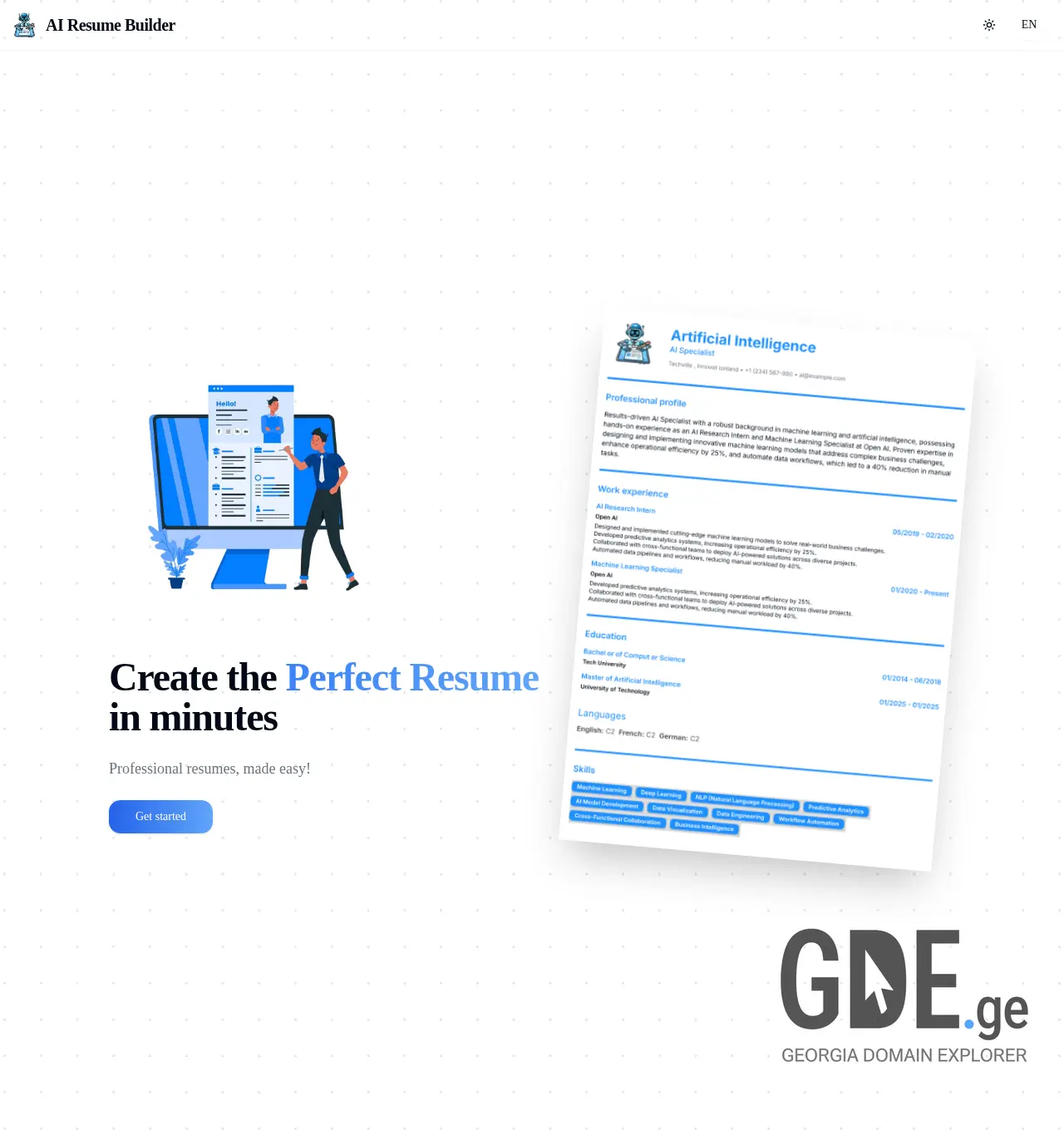 Screenshot of the site resumes.ge at 2025-12-03