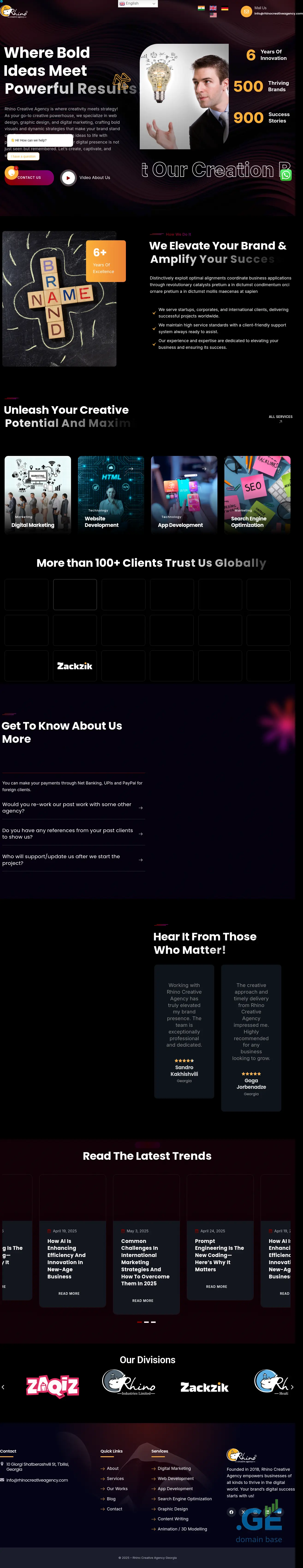 Screenshot of the site rhinocreativeagency.ge