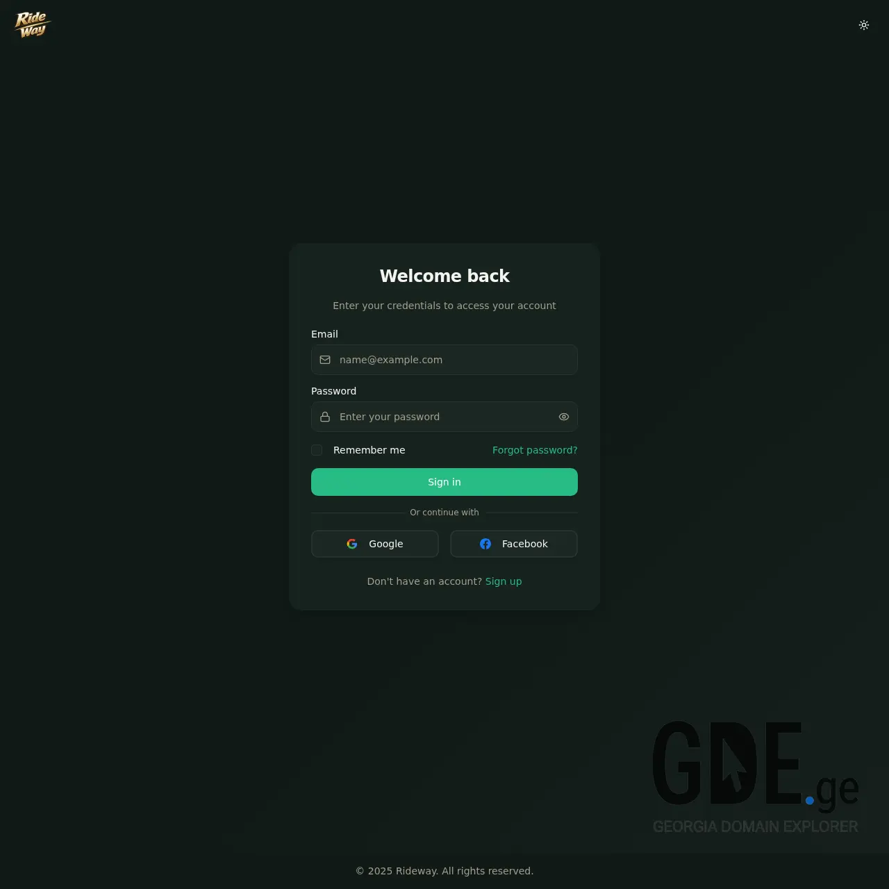 Screenshot of the site rideway.ge at 2025-12-28