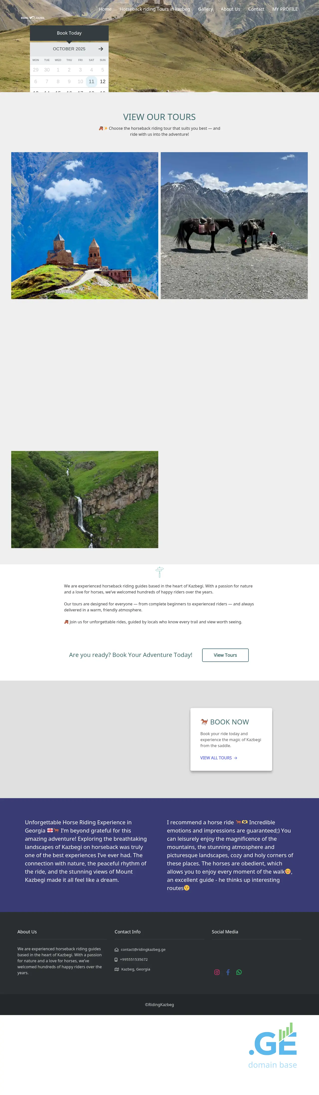 Screenshot of the site ridingkazbeg.ge