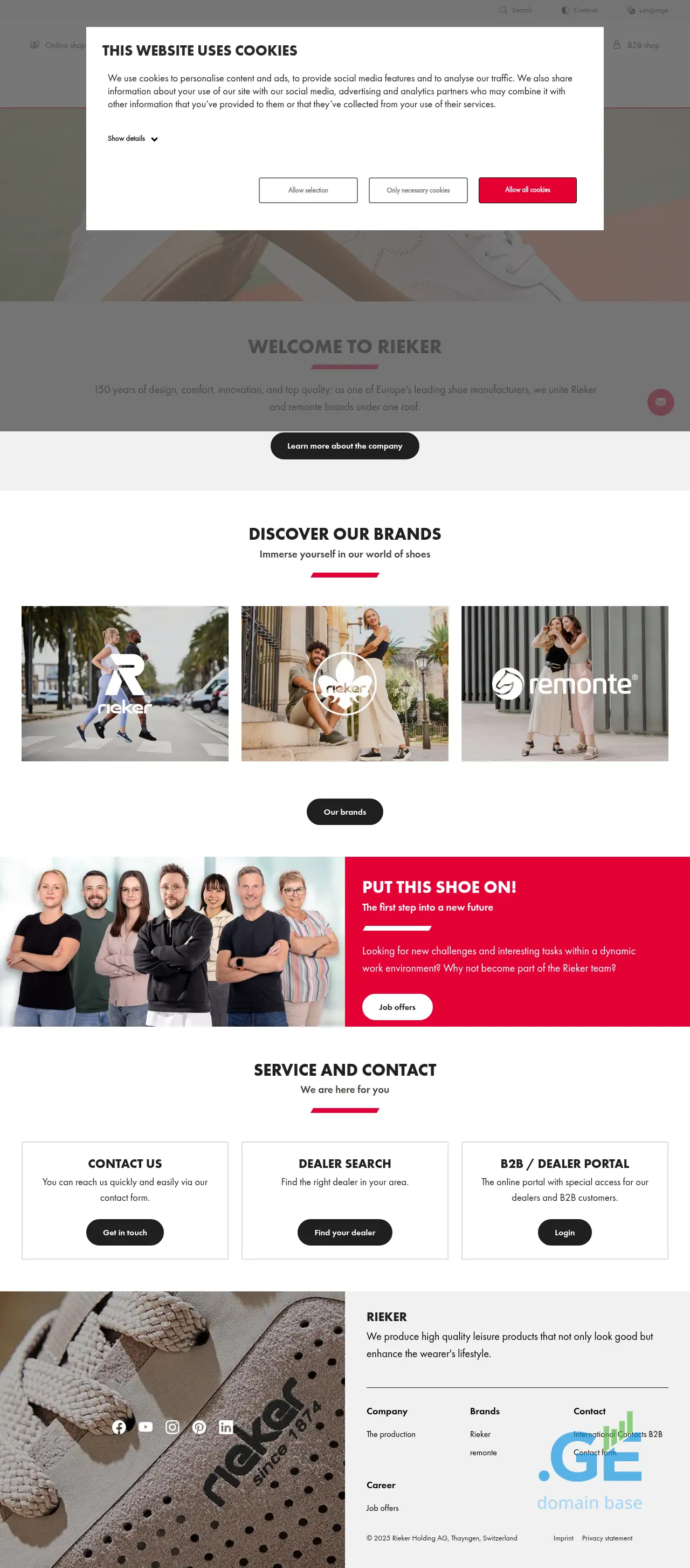 Screenshot of the site rieker.ge