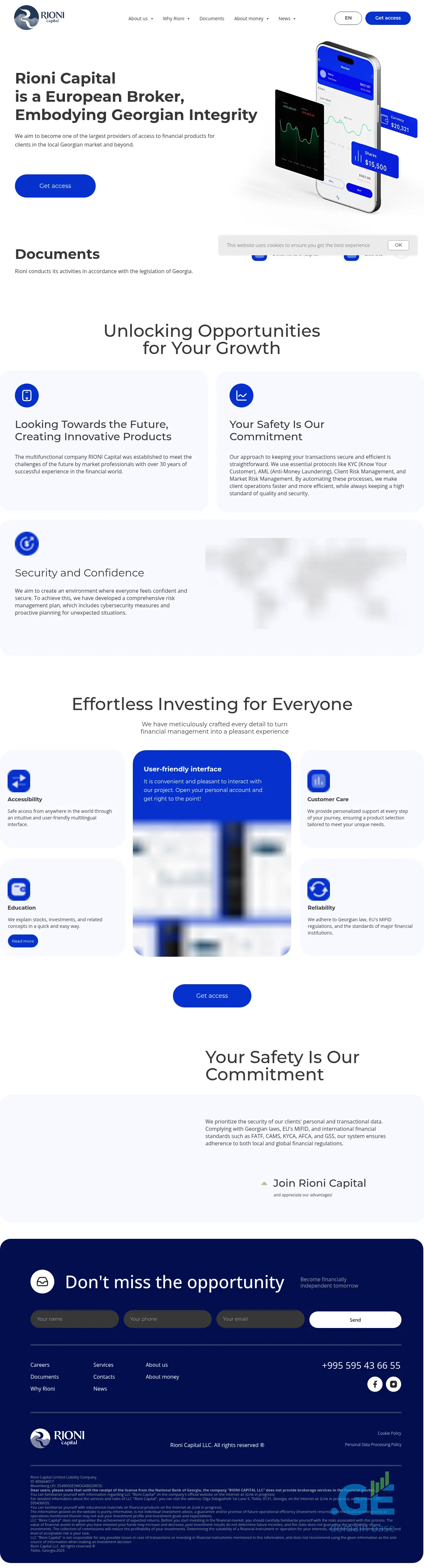 Screenshot of the site rioni-capital.ge at 2025-10-11