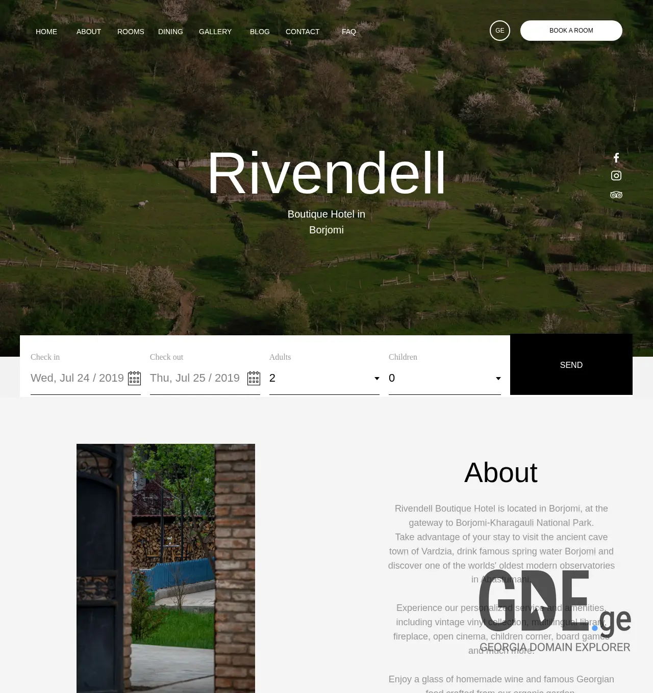 Screenshot of the site rivendell.ge at 2025-12-03