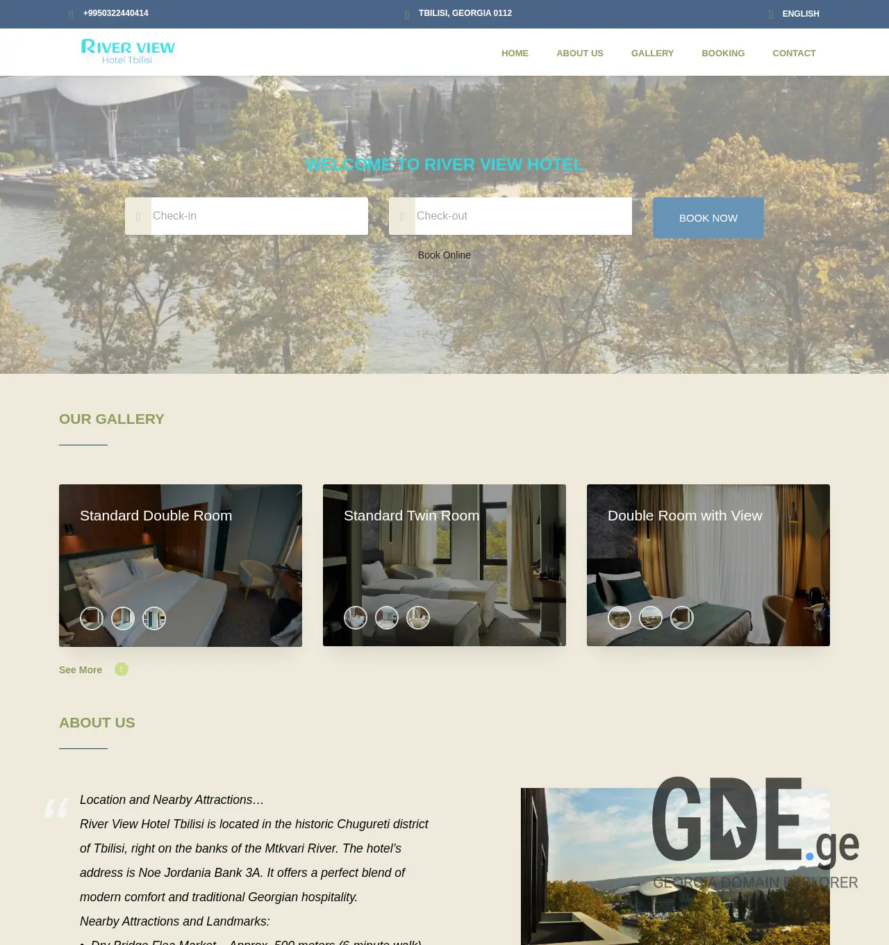 Screenshot of the site riverviewhoteltbilisi.ge at 2025-12-06