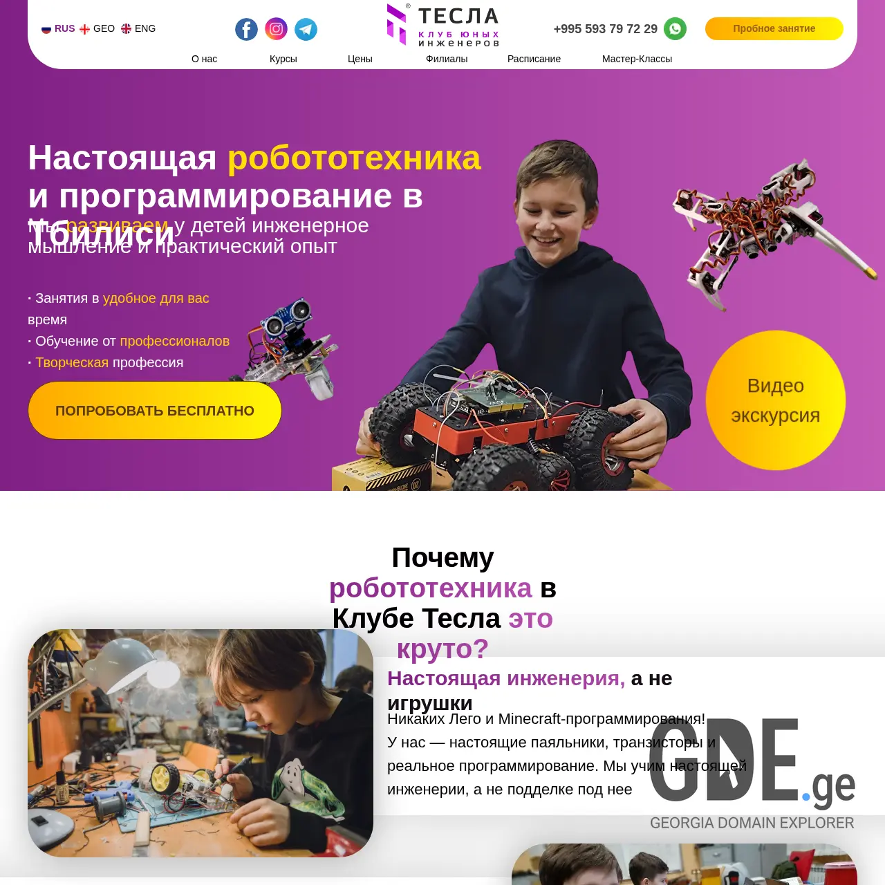 Screenshot of the site robotesla.ge at 2025-12-11