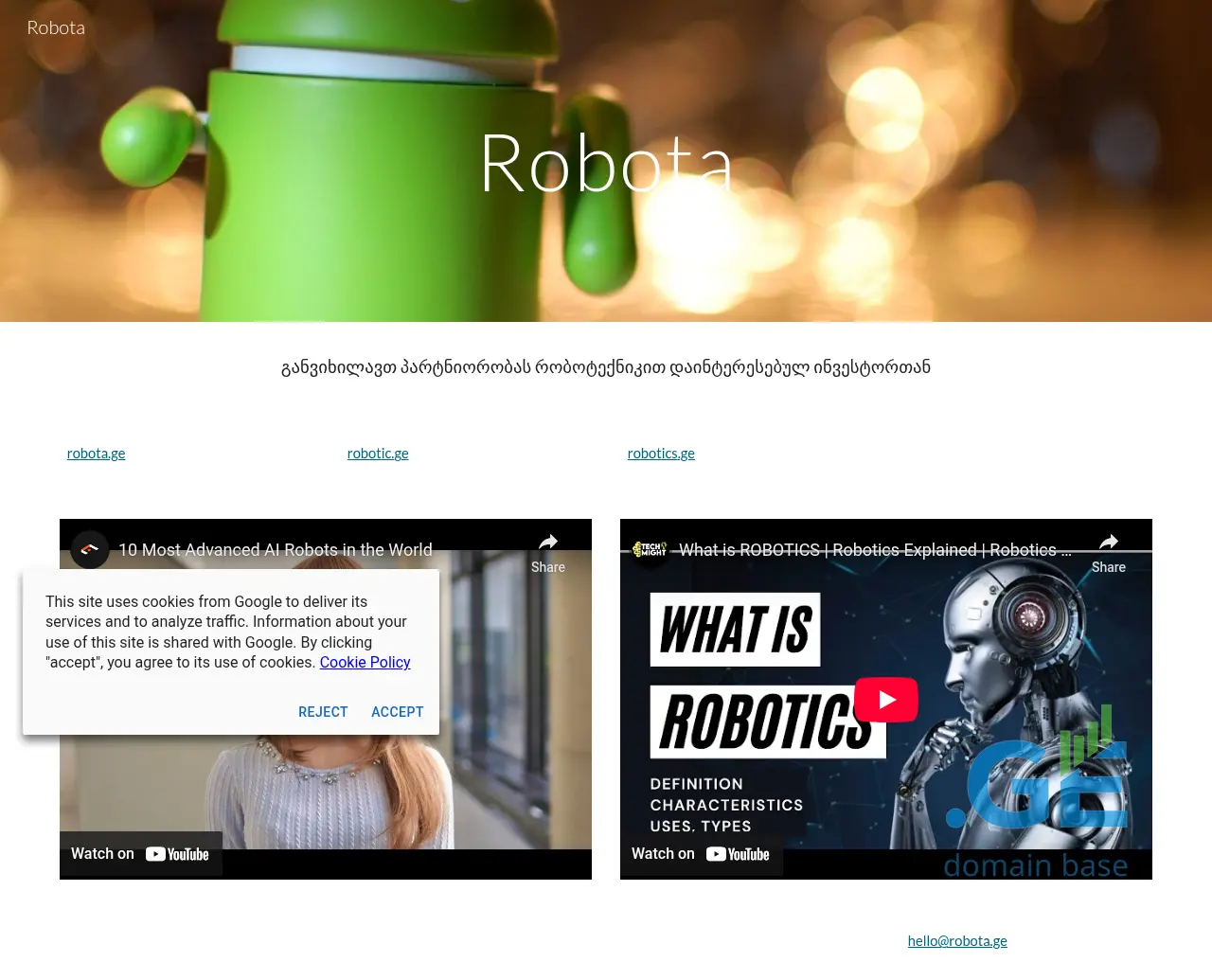 Screenshot of the site robotic.ge