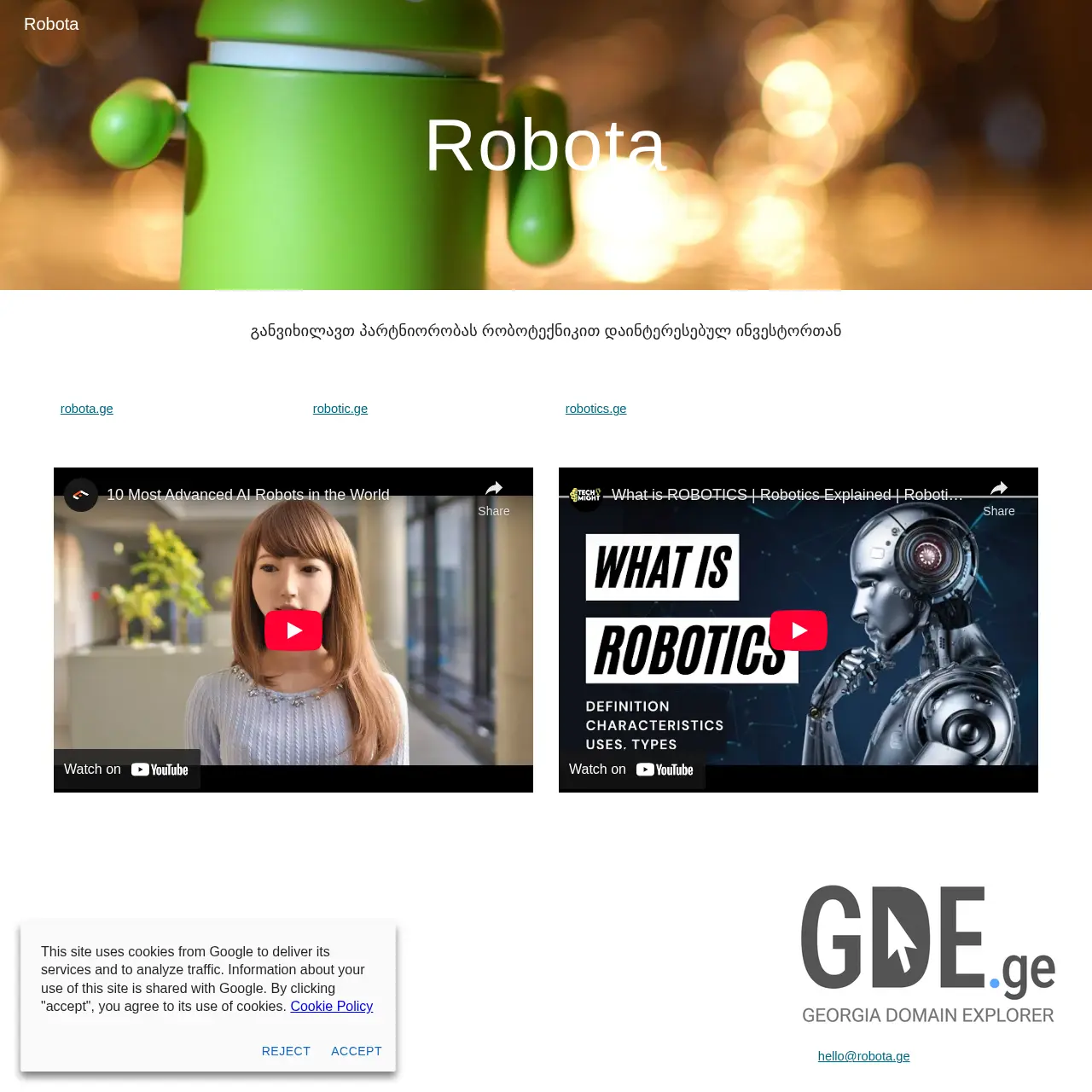 Screenshot of the site robotic.ge at 2025-12-11