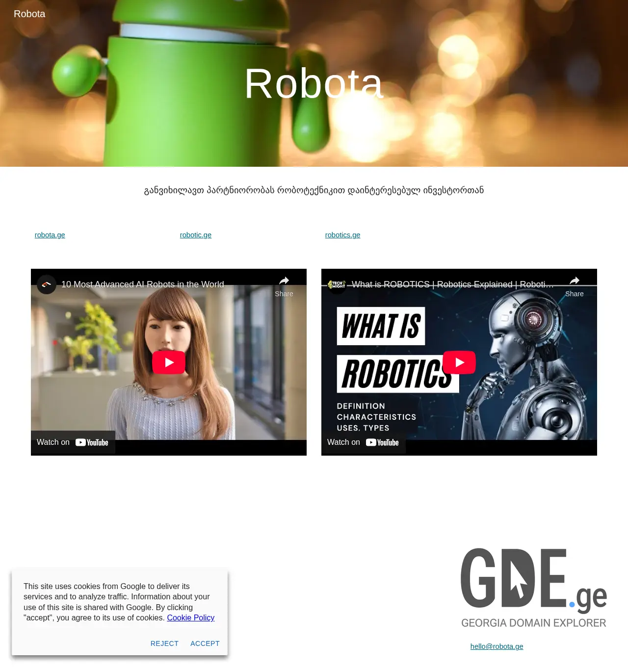 Screenshot of the site robotics.ge at 2025-12-01