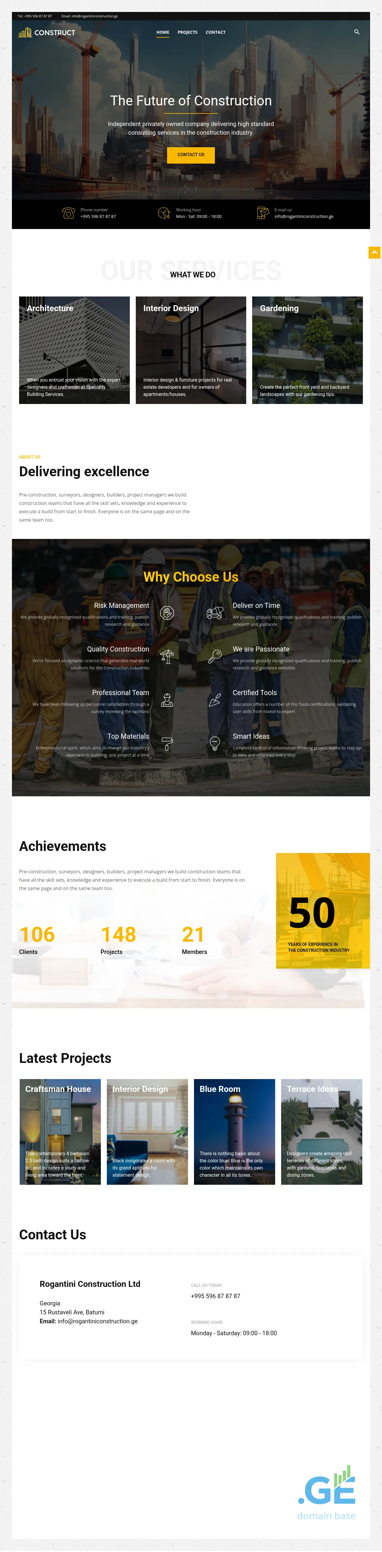 Screenshot of the site rogantiniconstruction.ge