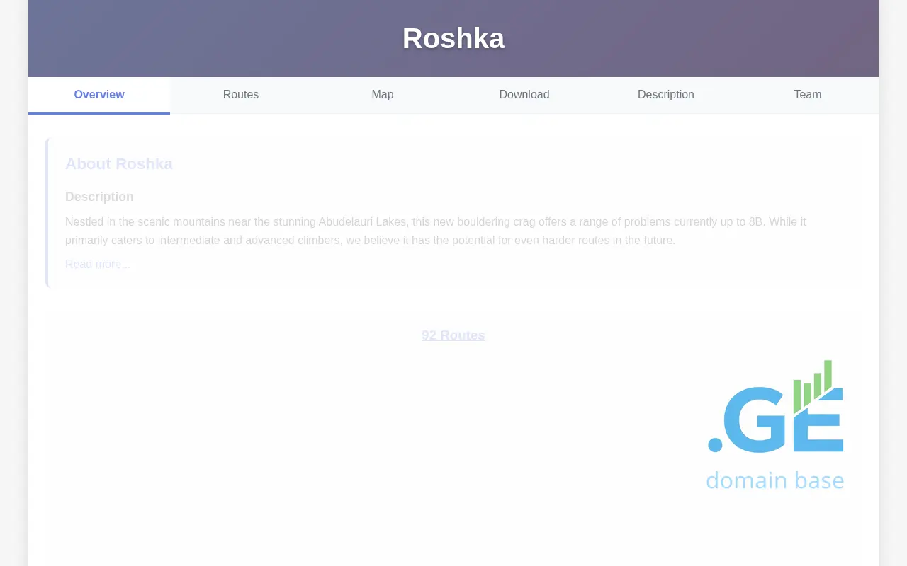 Screenshot of the site roshkaclimb.ge