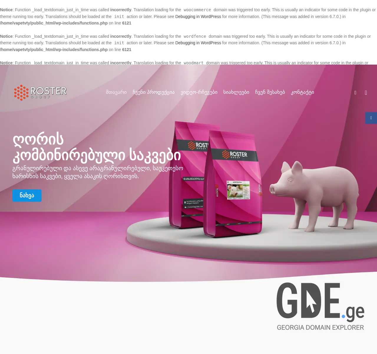 Screenshot of the site roster.ge at 2025-11-26