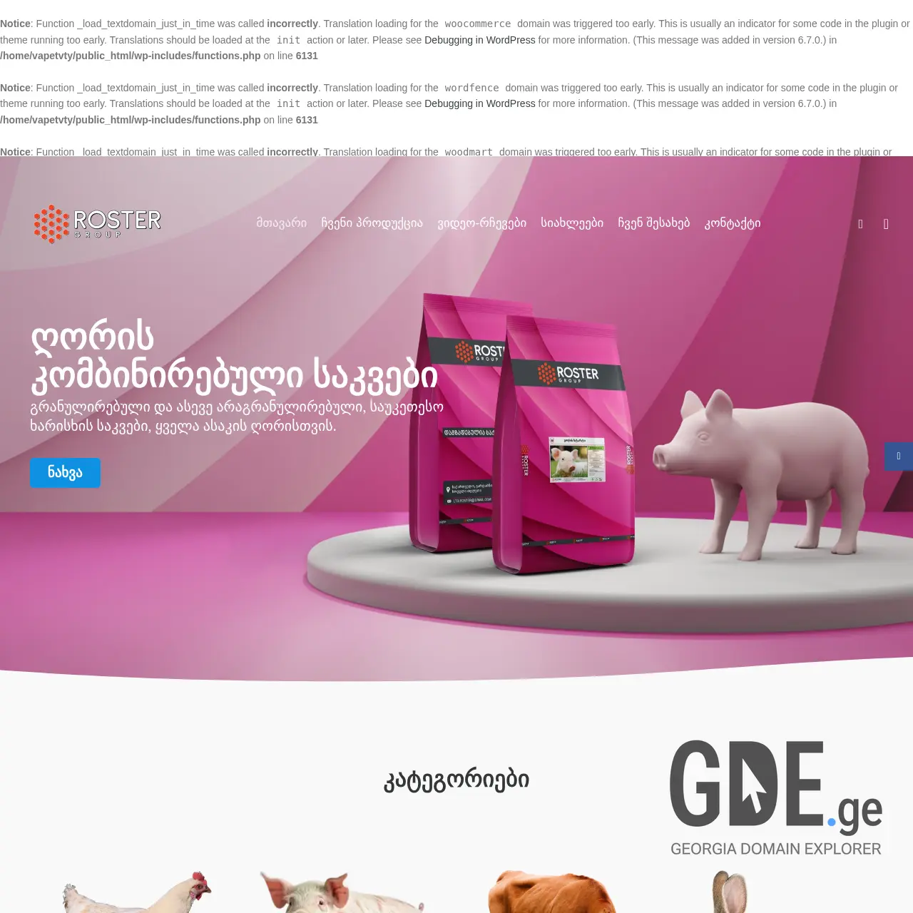 Screenshot of the site roster.ge at 2025-12-18