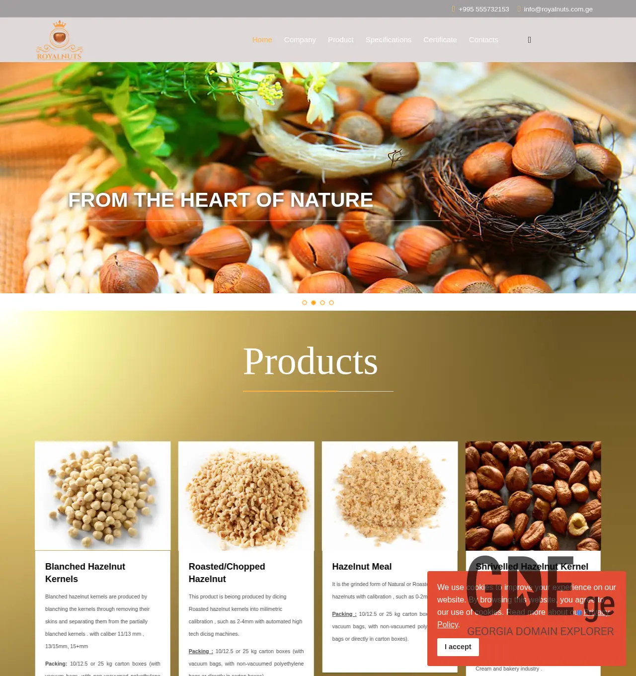 Screenshot of the site royalnuts.com.ge at 2025-11-30
