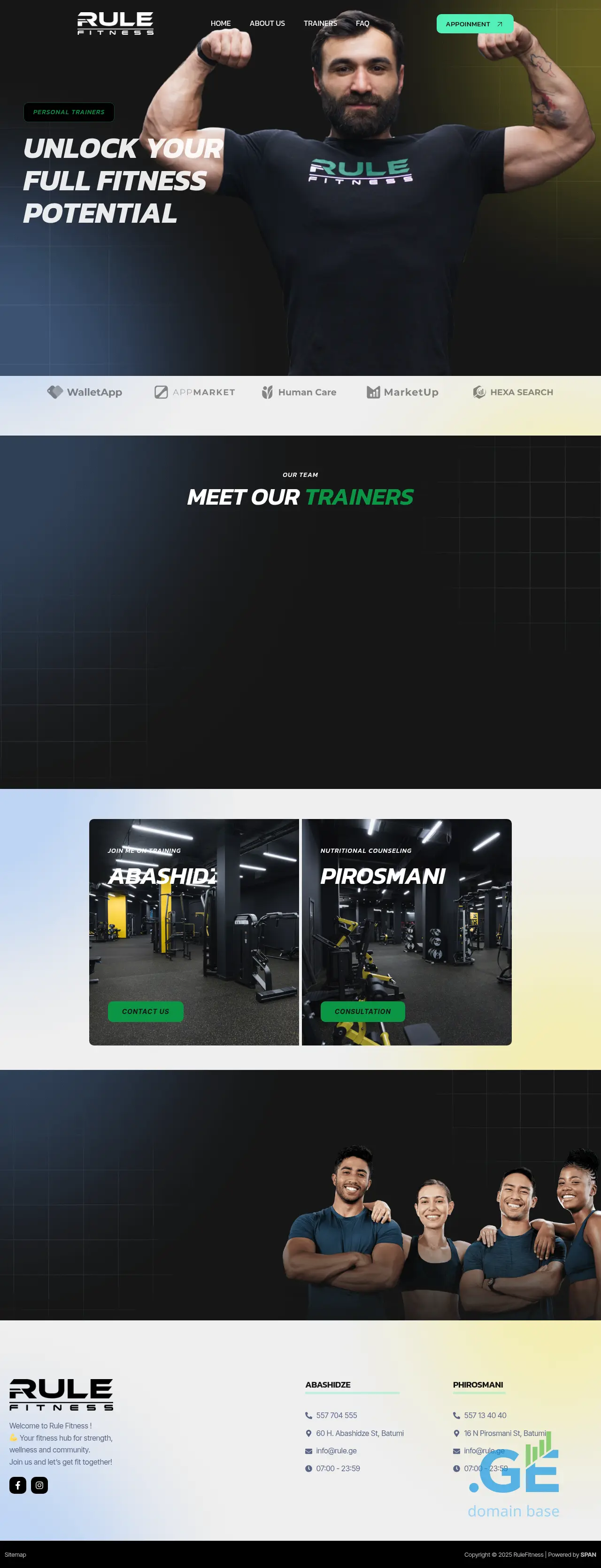 Screenshot of the site rulefitness.ge at 2025-10-11