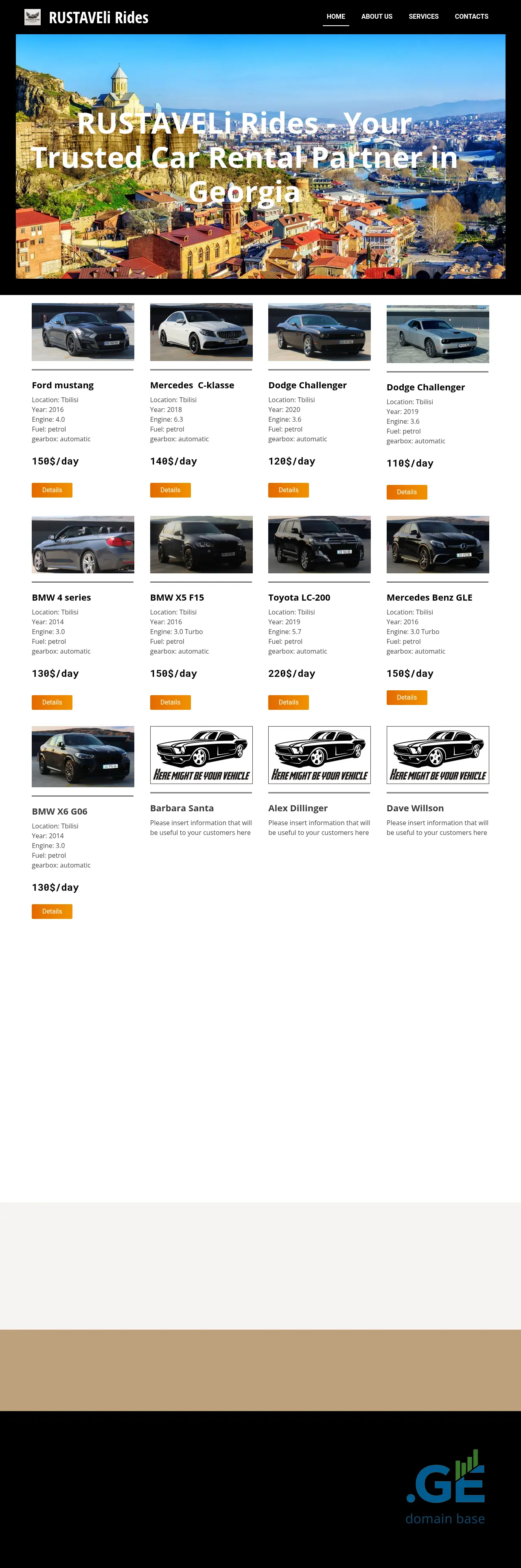 Screenshot of the site rustavelirides.ge