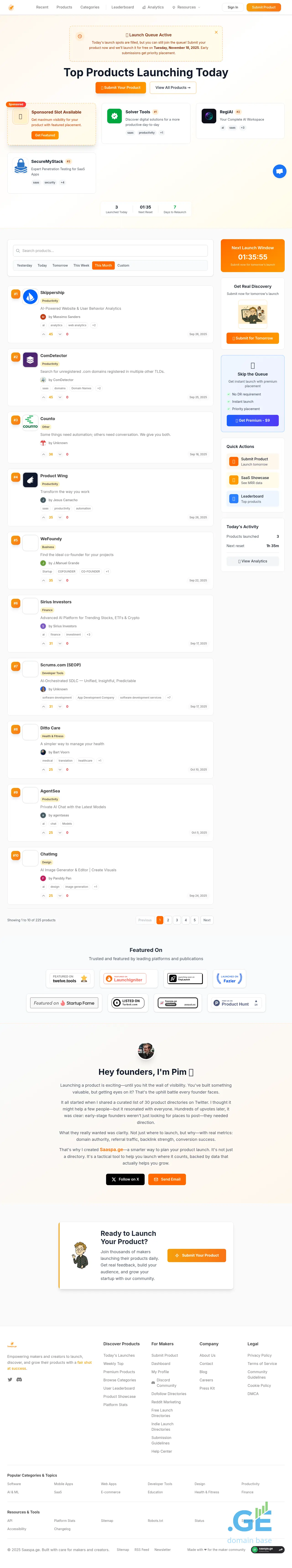 Screenshot of the site saaspa.ge