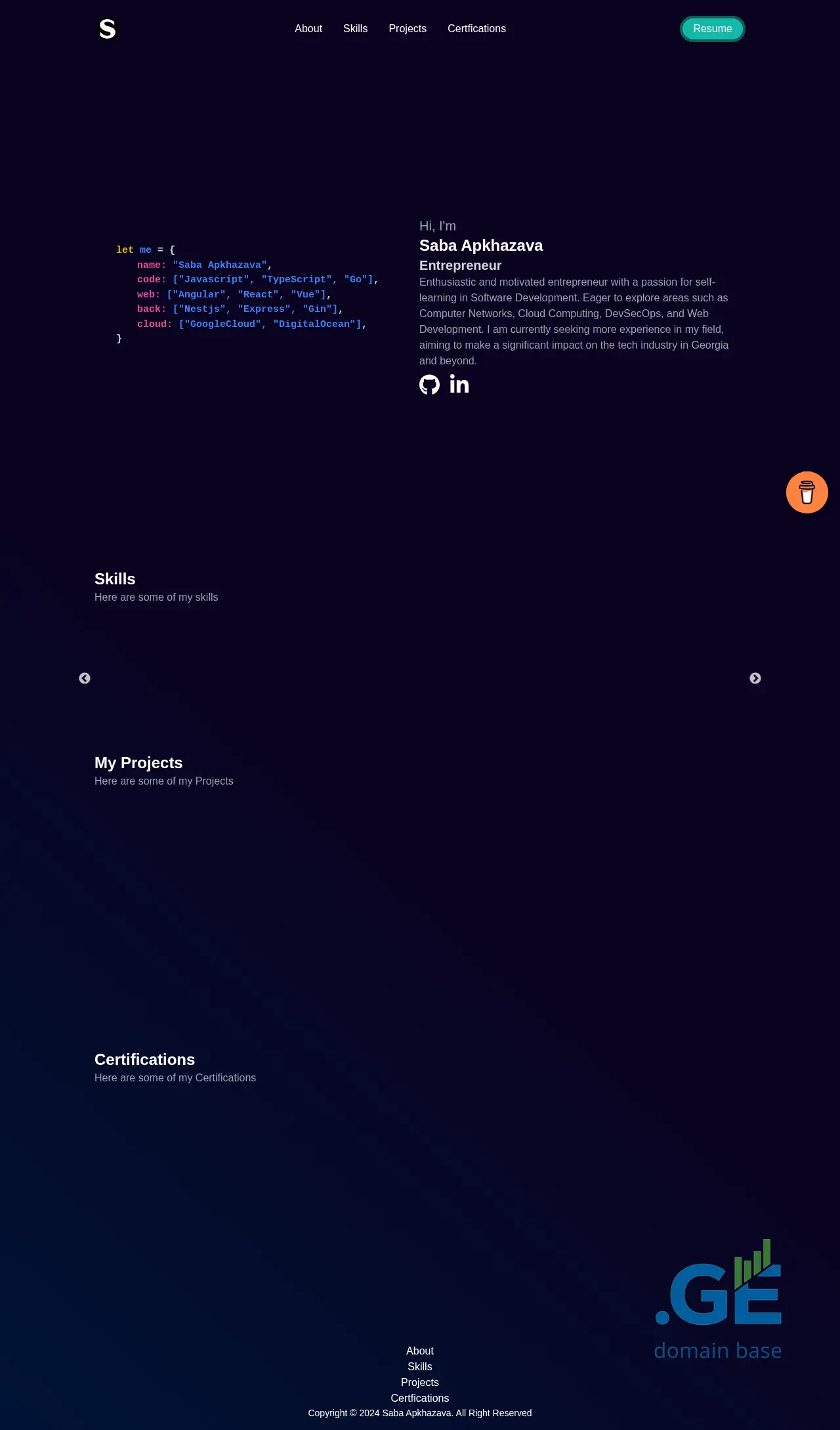 Screenshot of the site sabaapkhazava.ge