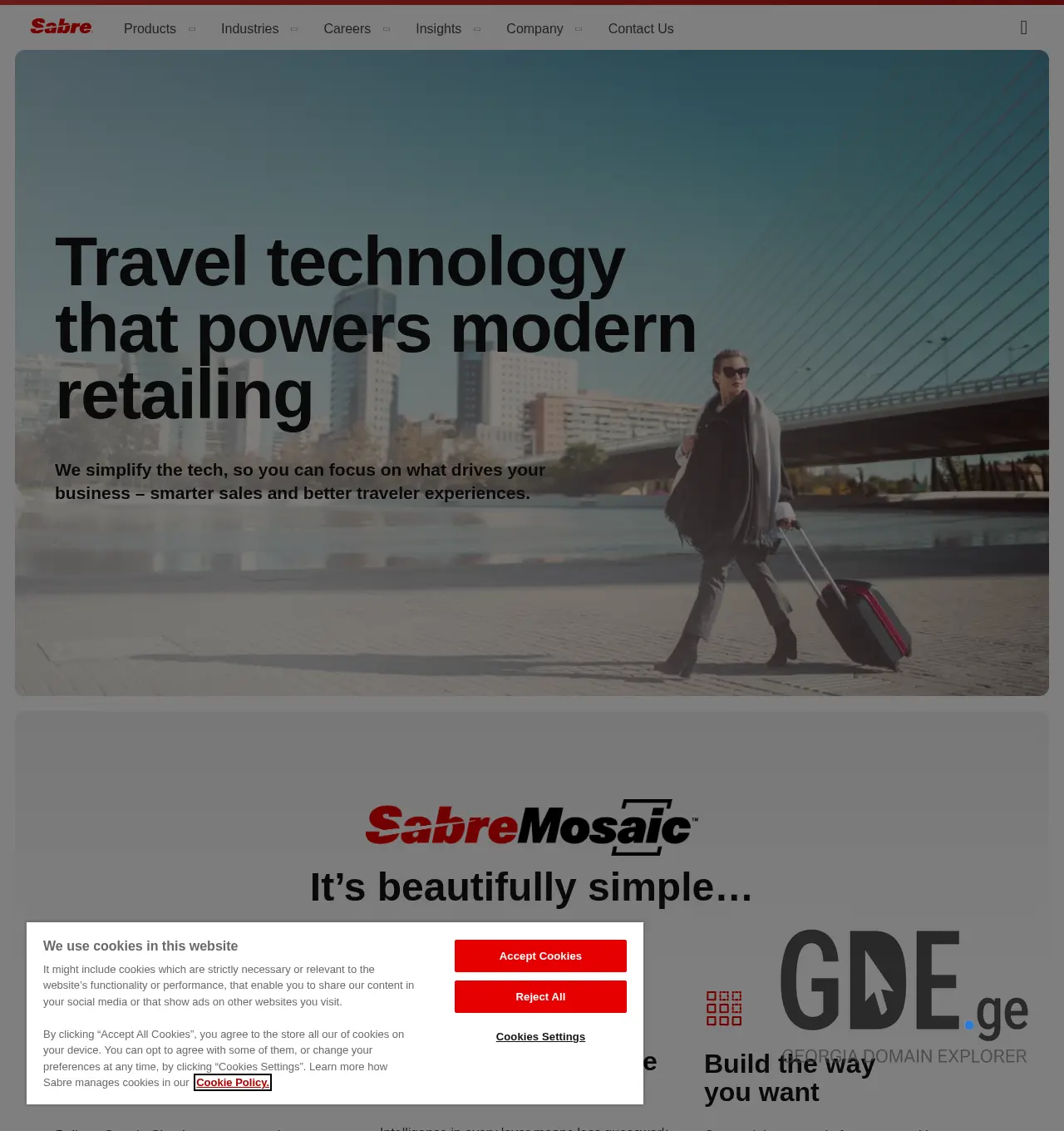 Screenshot of the site sabre.ge at 2025-11-29