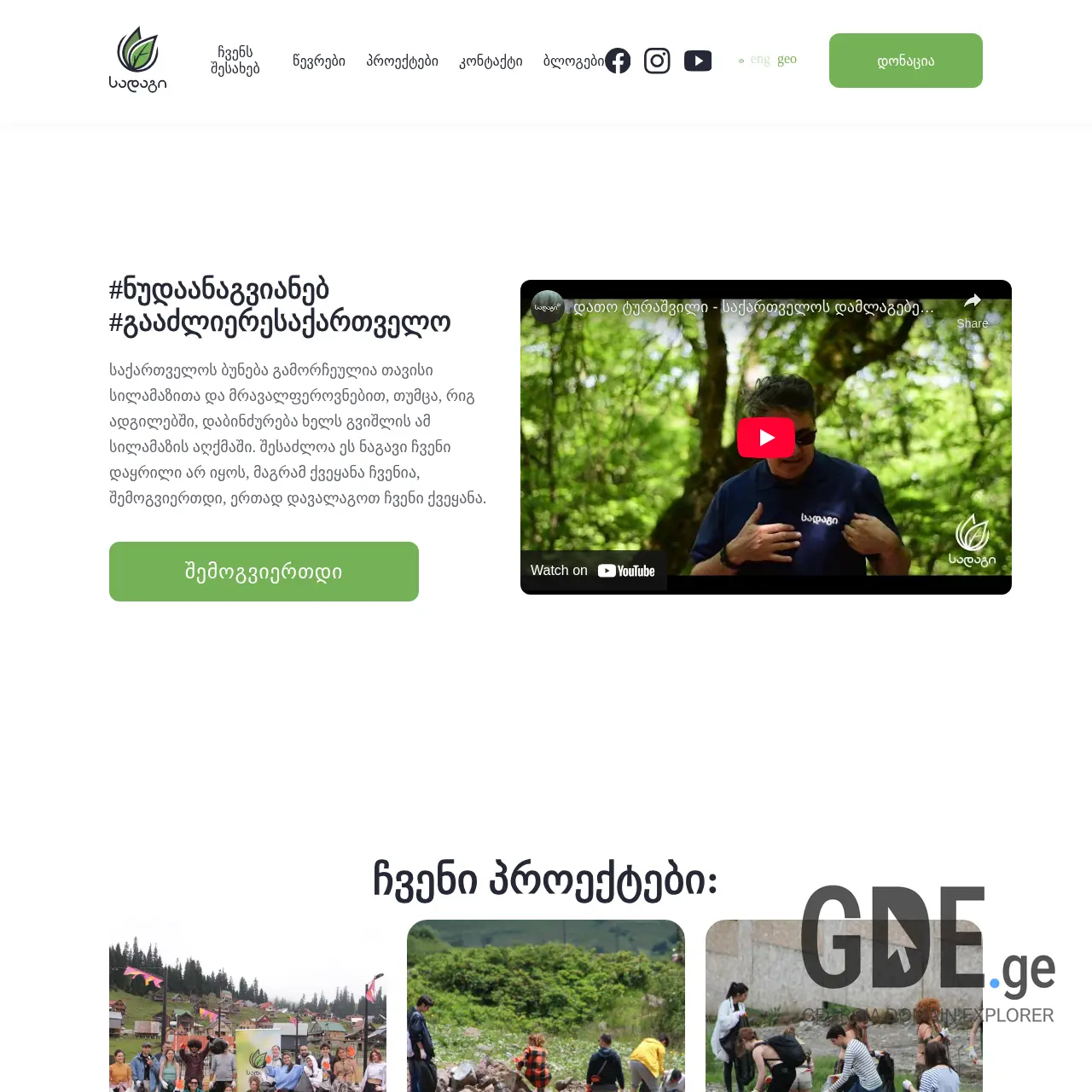 Screenshot of the site sadagi.ge at 2025-12-11