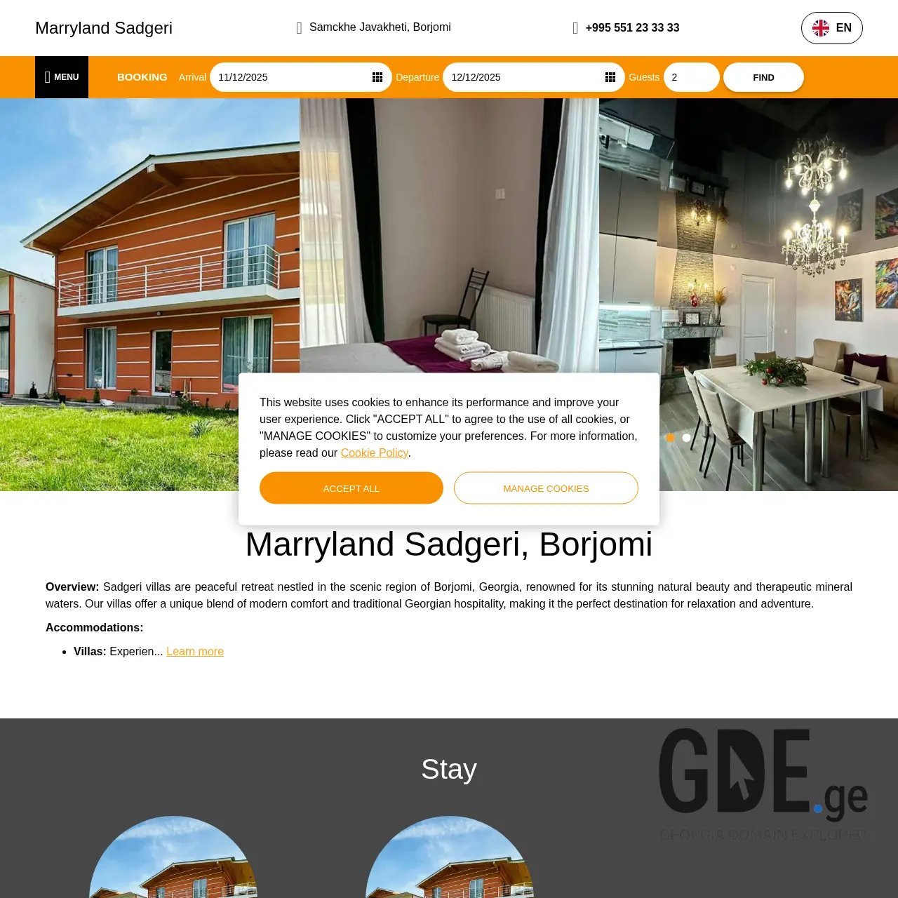 Screenshot of the site sadgeri.ge at 2025-12-11