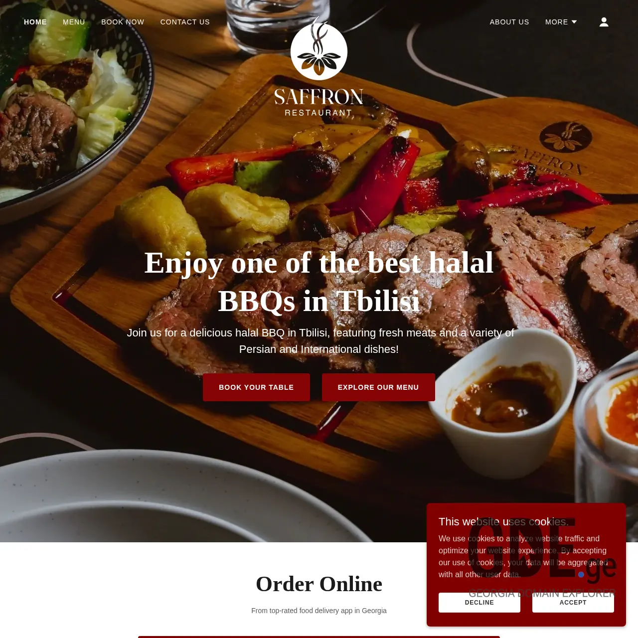 Screenshot of the site saffronrestaurant.ge at 2025-12-11