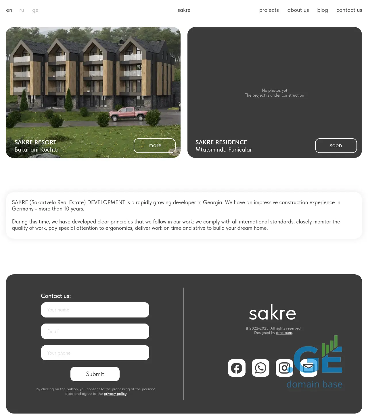 Screenshot of the site sakre.ge