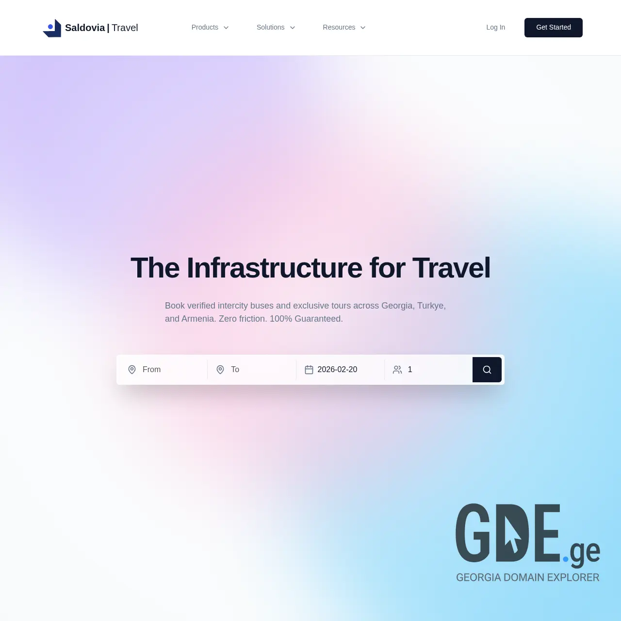Screenshot of the site saldovia.ge at 2026-02-20