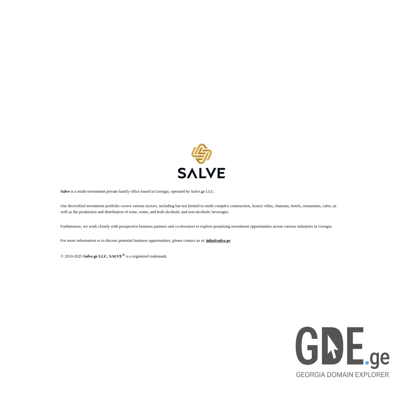 Screenshot of the site salve.ge at 2025-12-11