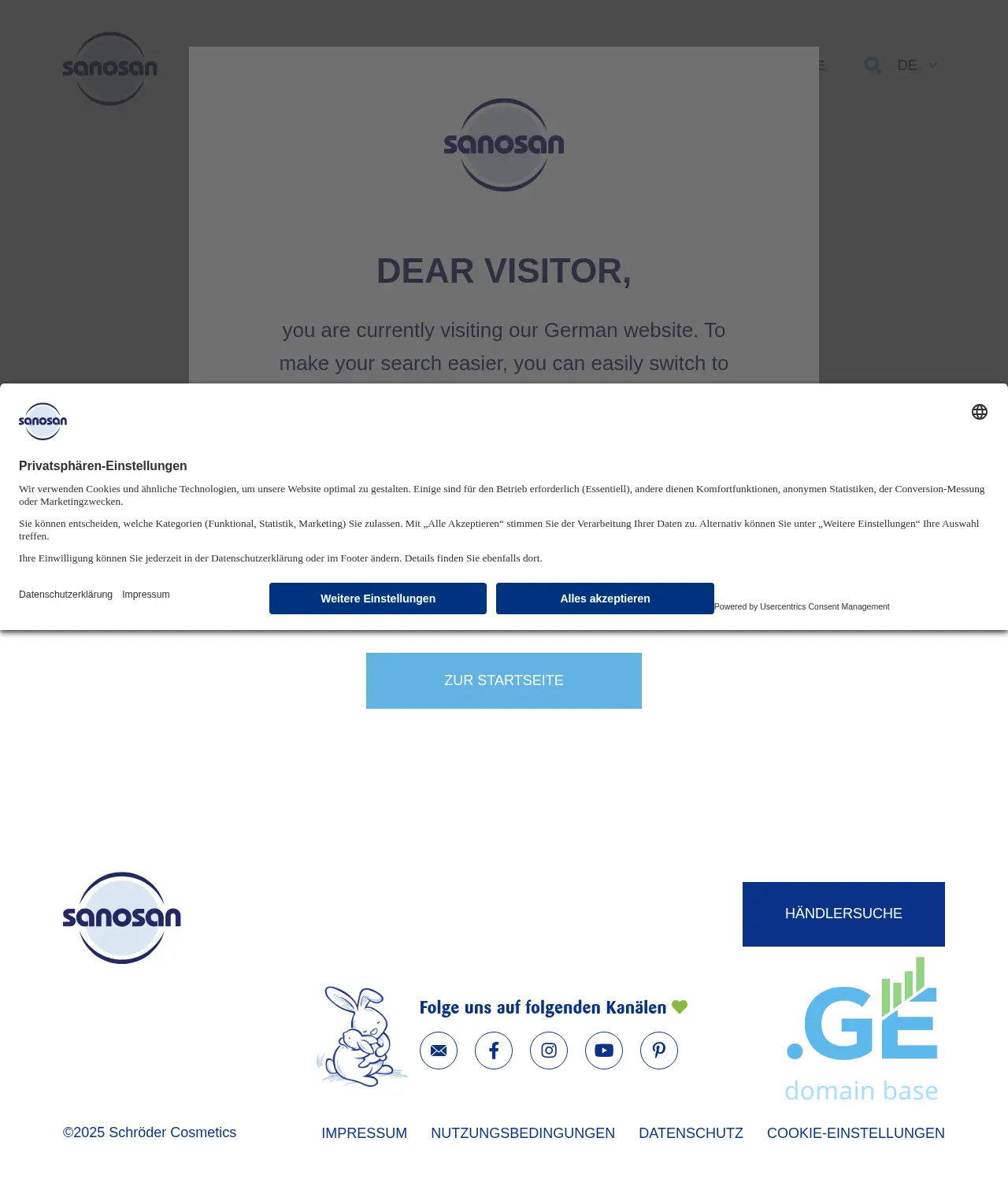 Screenshot of the site sanosan.ge