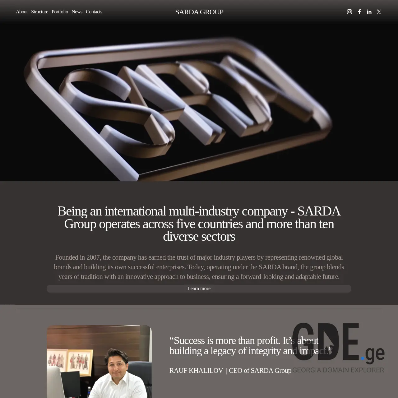 Screenshot of the site sardaauto.ge at 2025-12-20