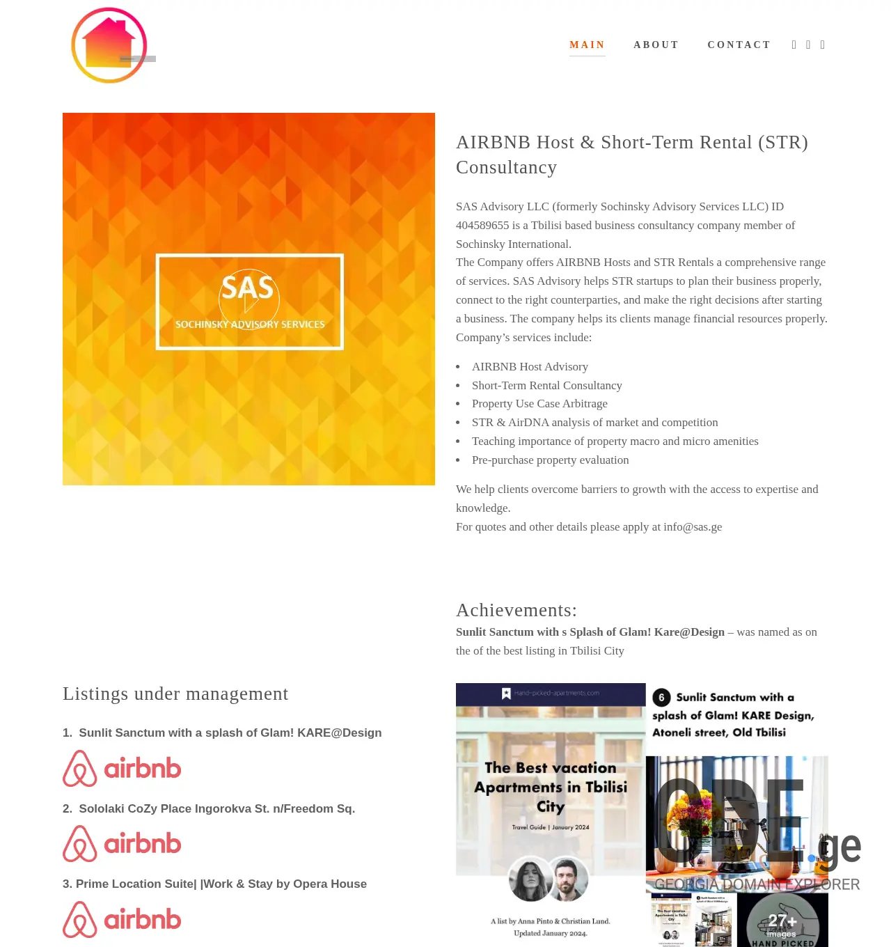 Screenshot of the site sas.ge at 2025-12-01