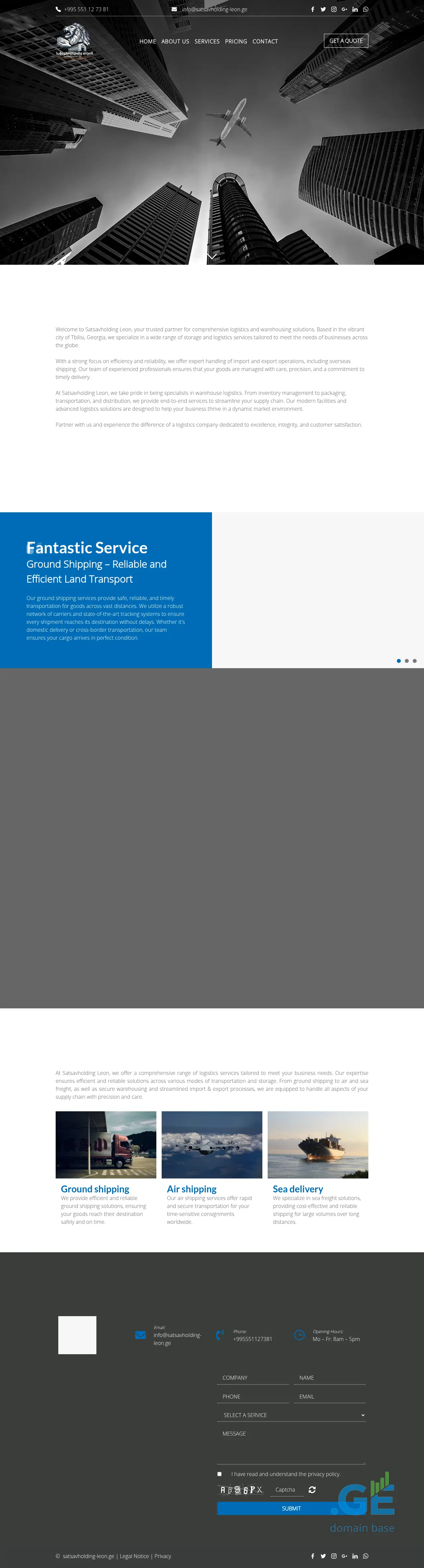 Screenshot of the site satsavholding-leon.ge